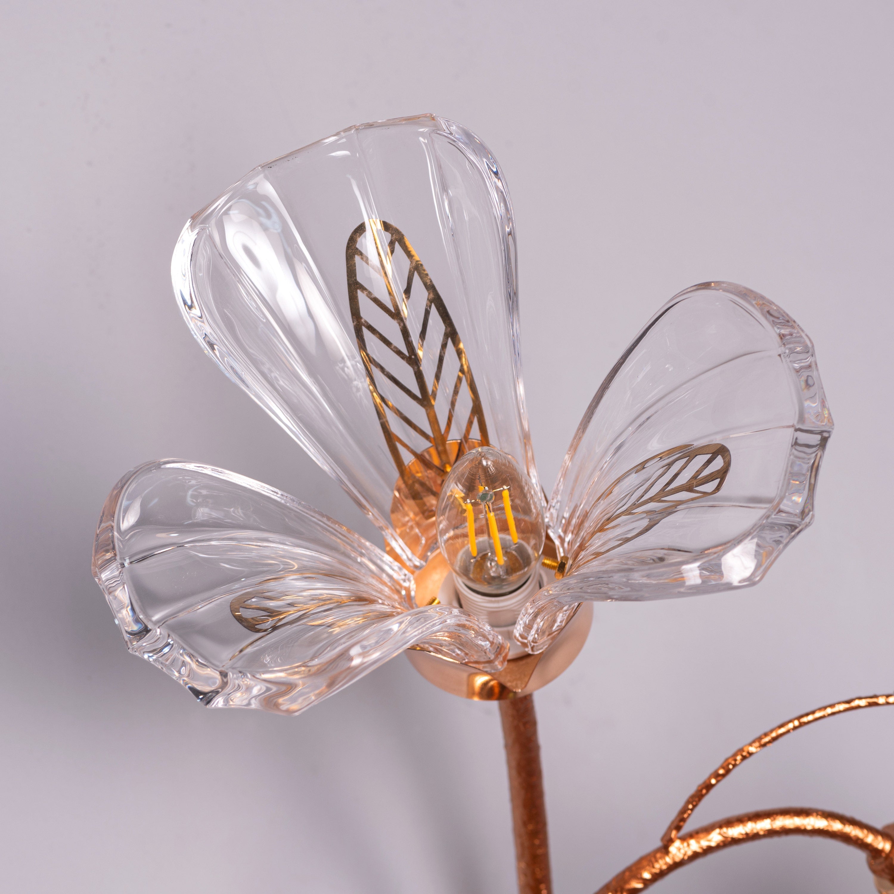 Harubana Grace (Rose Gold, Clear) Right Faced Textured Glass Wall Light