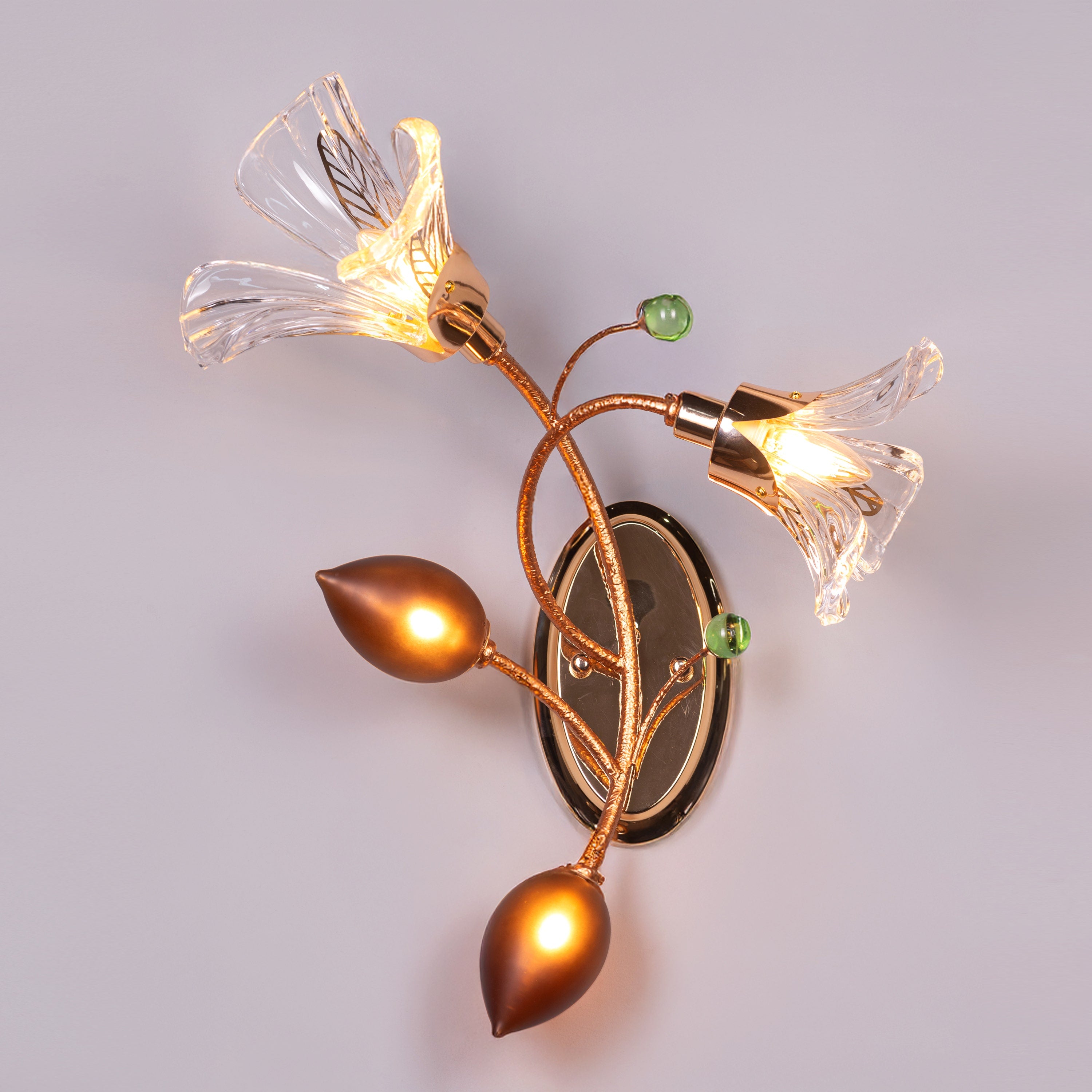 Harubana Grace (Rose Gold, Clear) Right Faced Textured Glass Wall Light