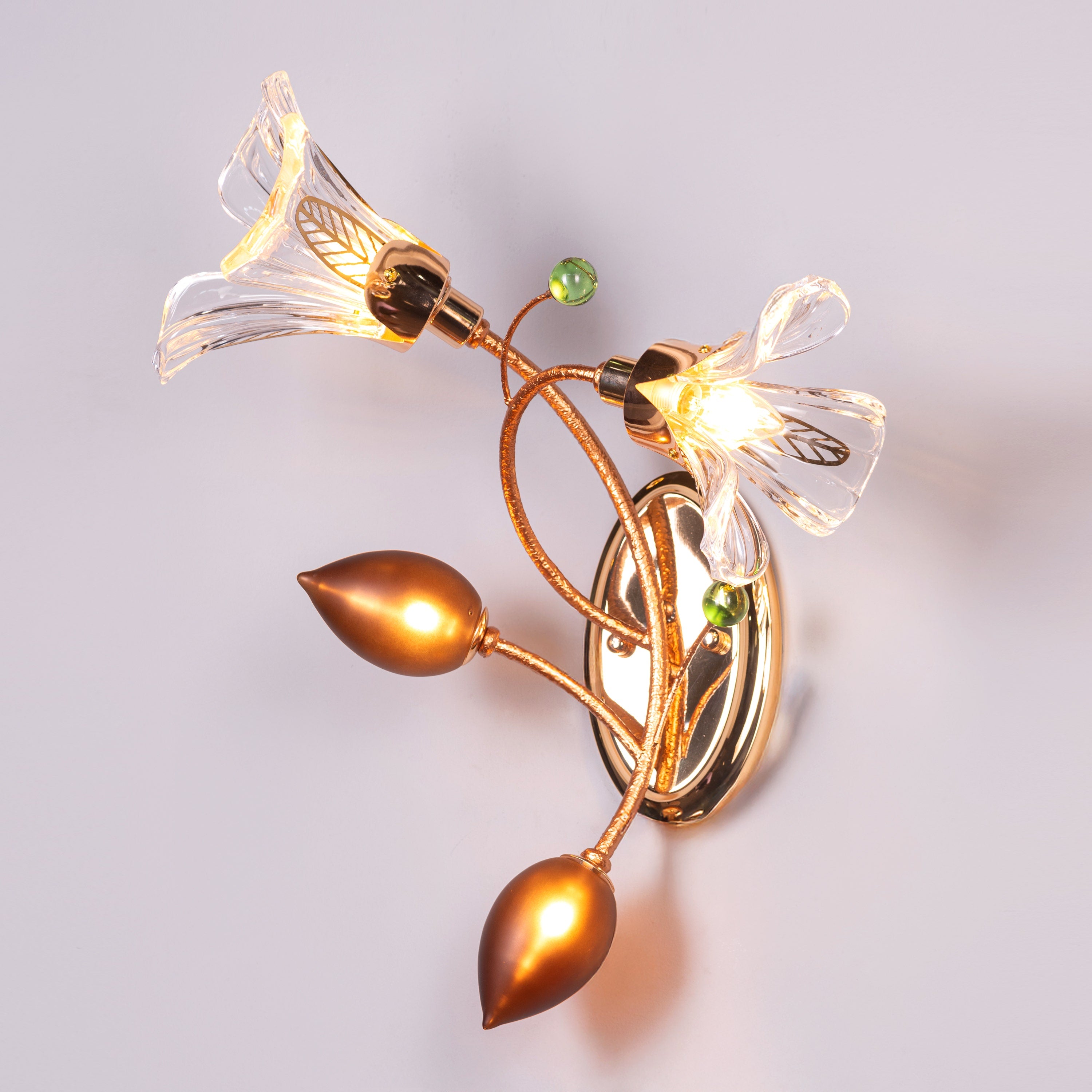 Harubana Grace (Rose Gold, Clear) Right Faced Textured Glass Wall Light