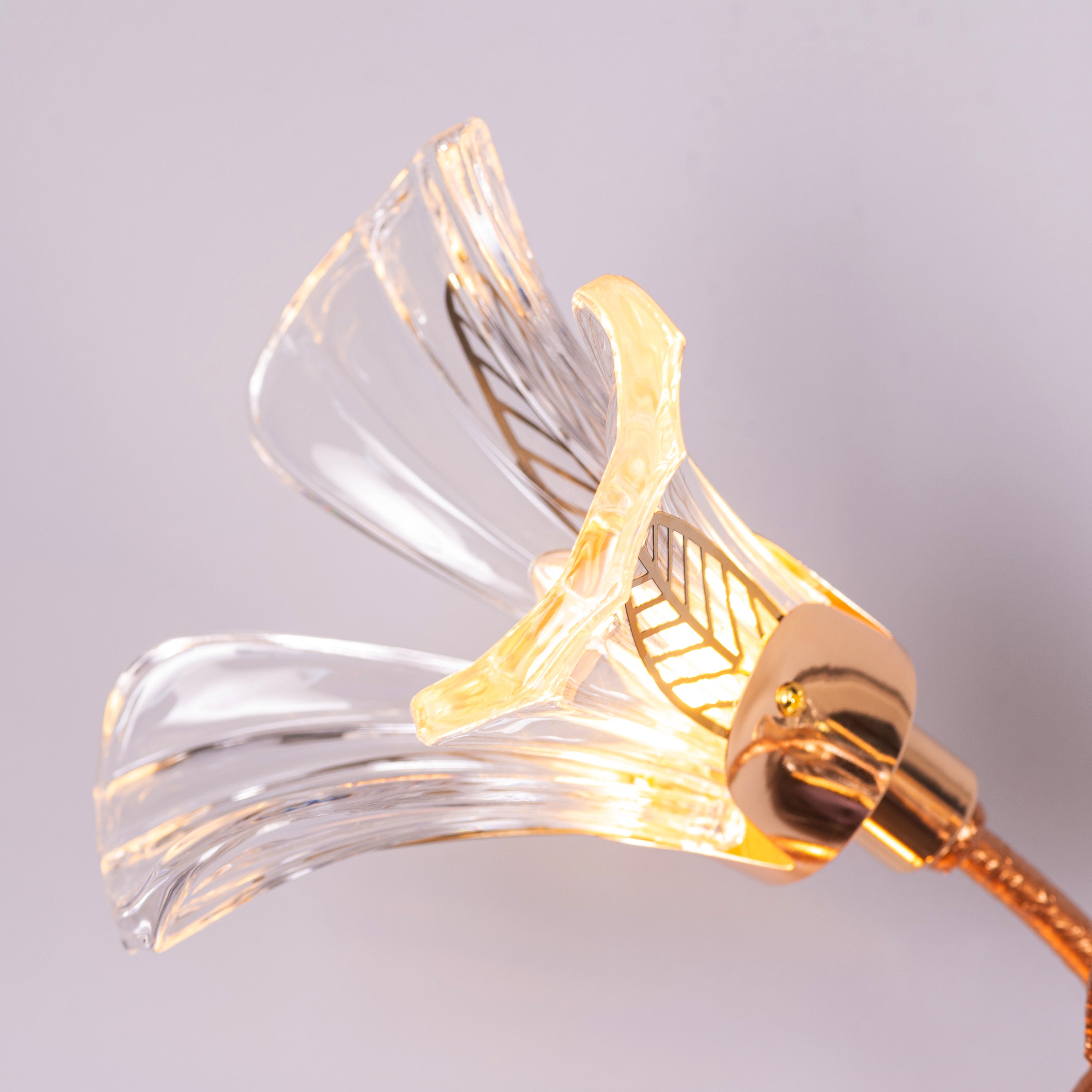 Harubana Grace (Rose Gold, Clear) Right Faced Textured Glass Wall Light