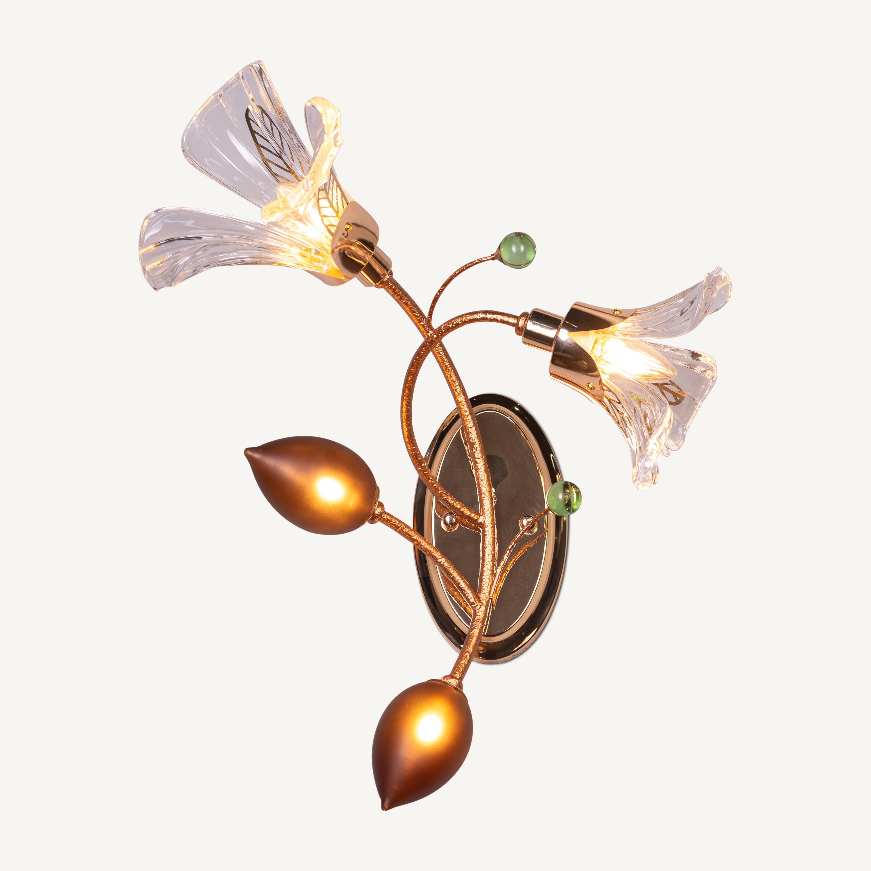 Harubana Grace (Rose Gold, Clear) Right Faced Textured Glass Wall Light