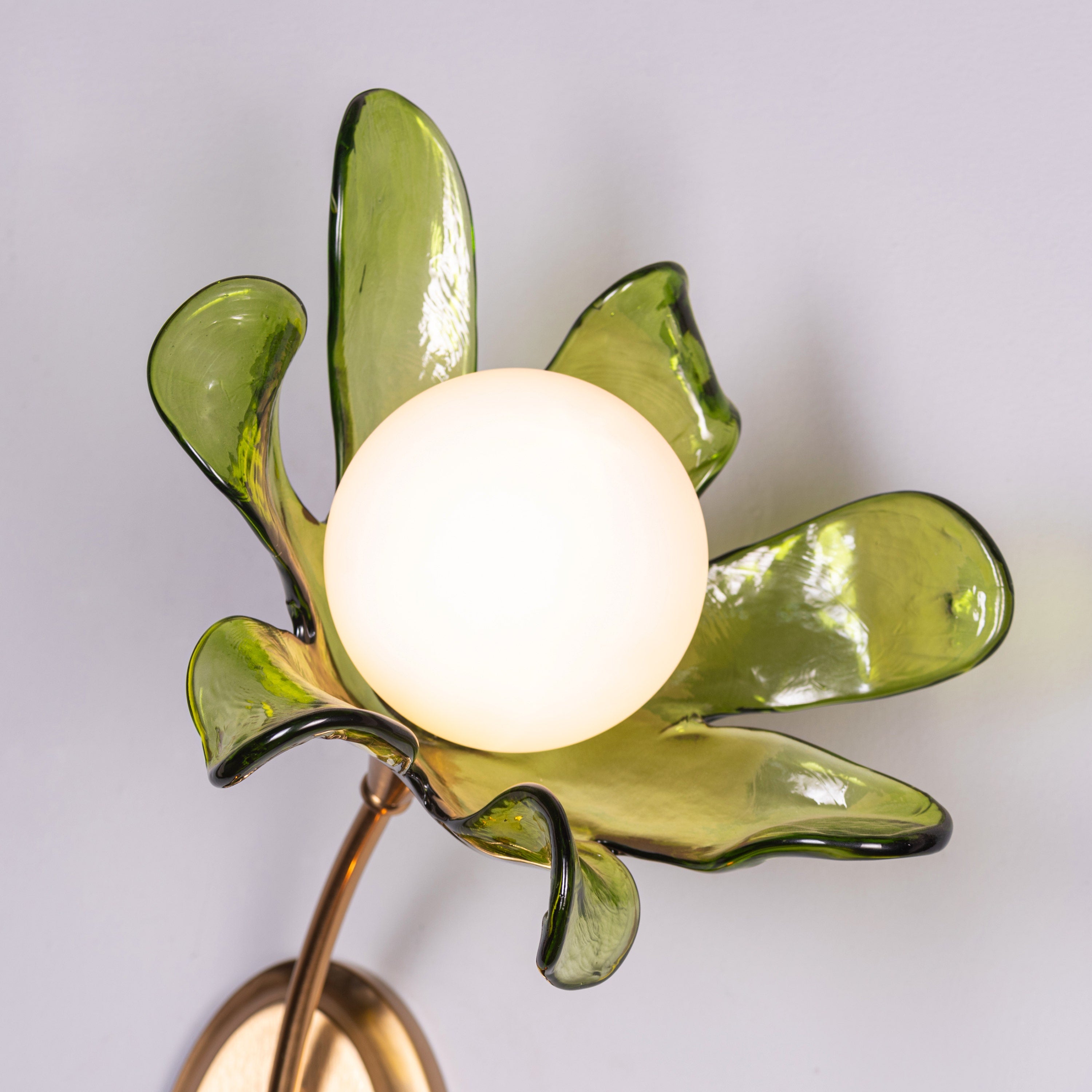 Midori Charm (Gold, Green) Left Faced Tinted Glass Wall Light