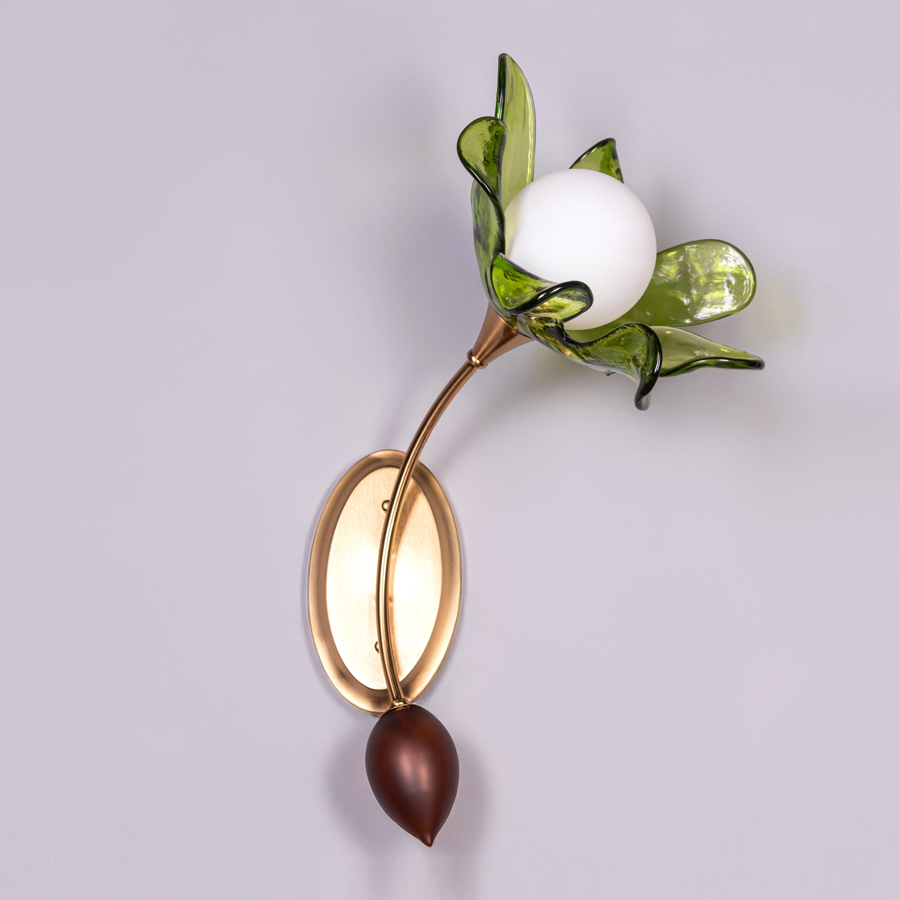 Midori Charm (Gold, Green) Left Faced Tinted Glass Wall Light