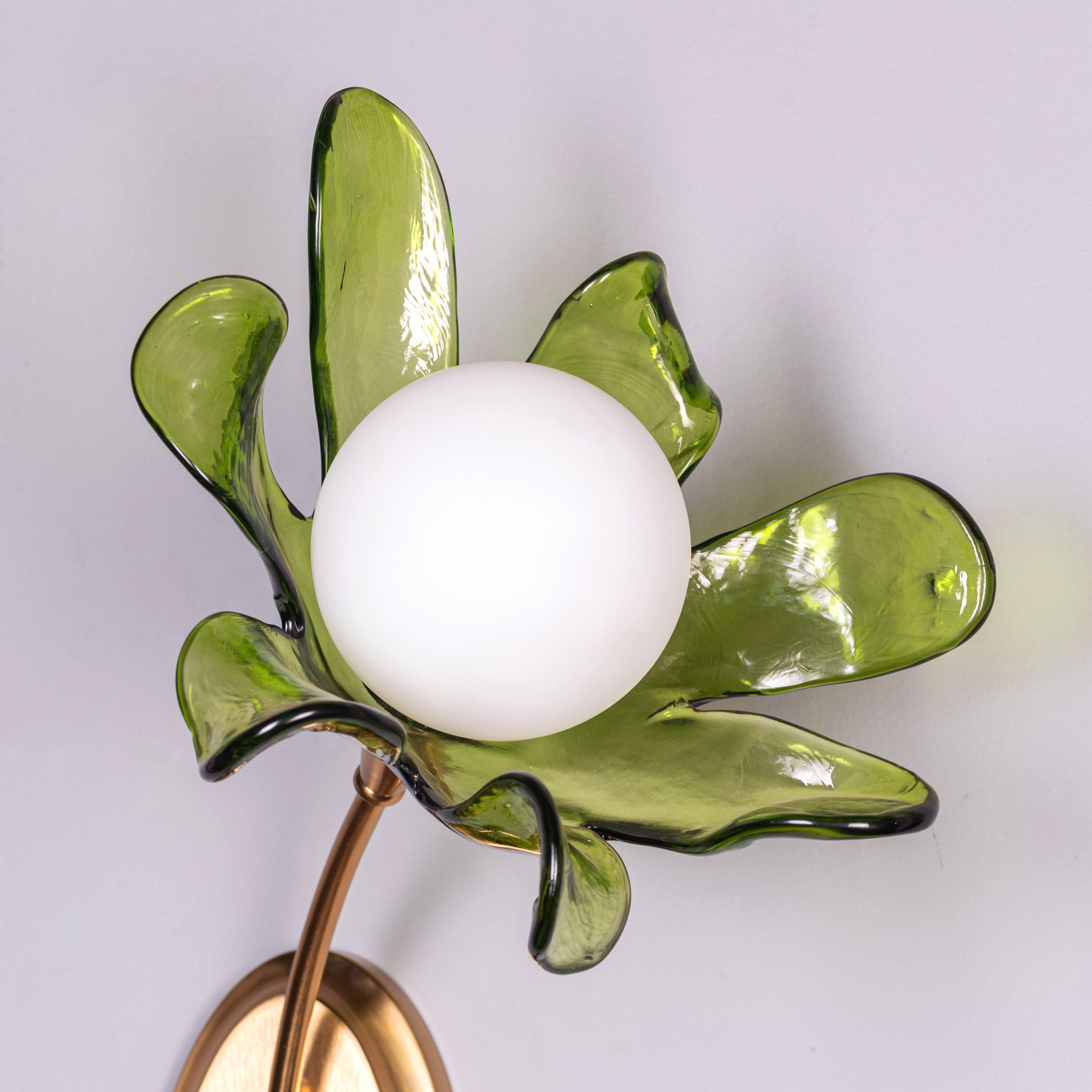 Midori Charm (Gold, Green) Left Faced Tinted Glass Wall Light