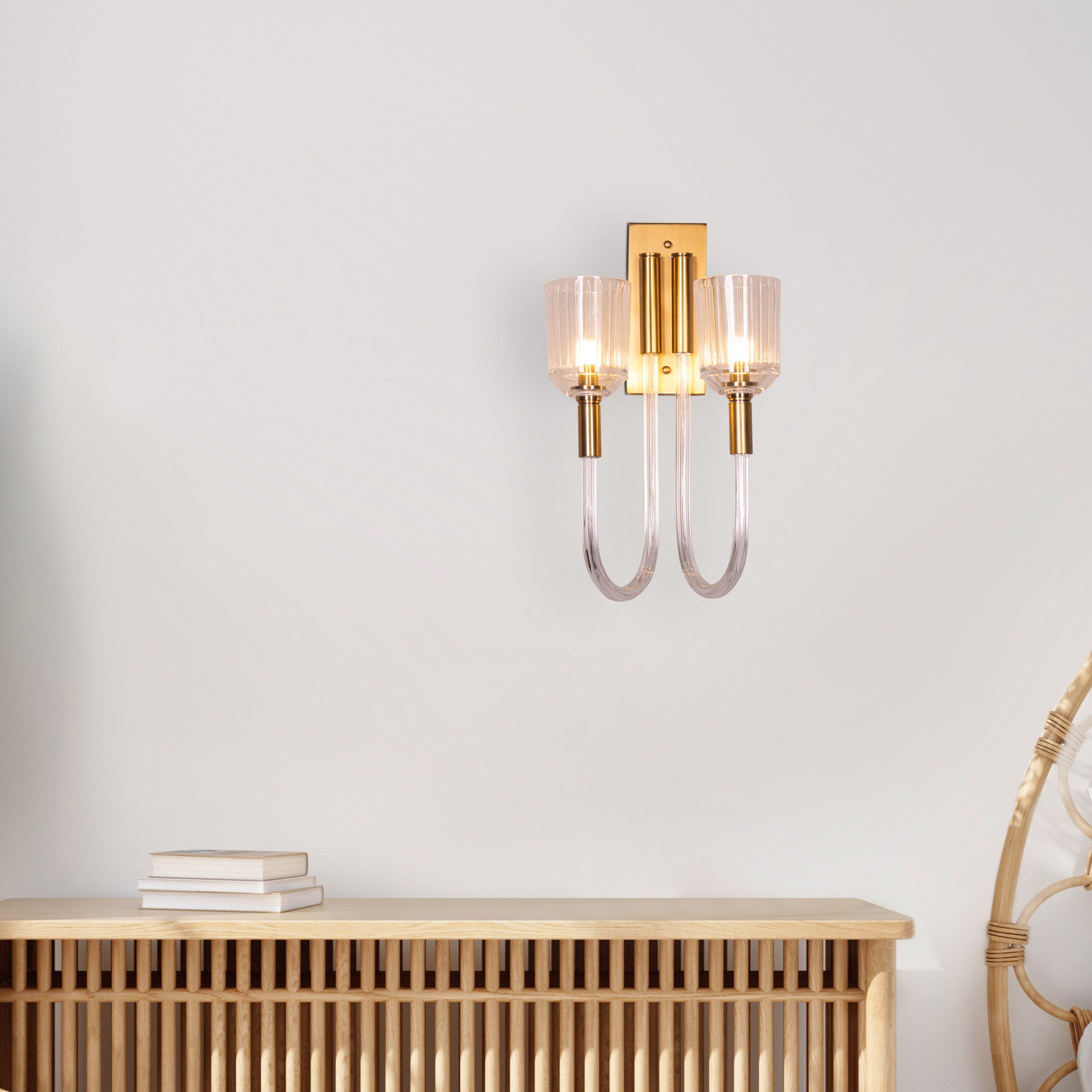 Away That Day (Gold) Clear Glass Wall Light