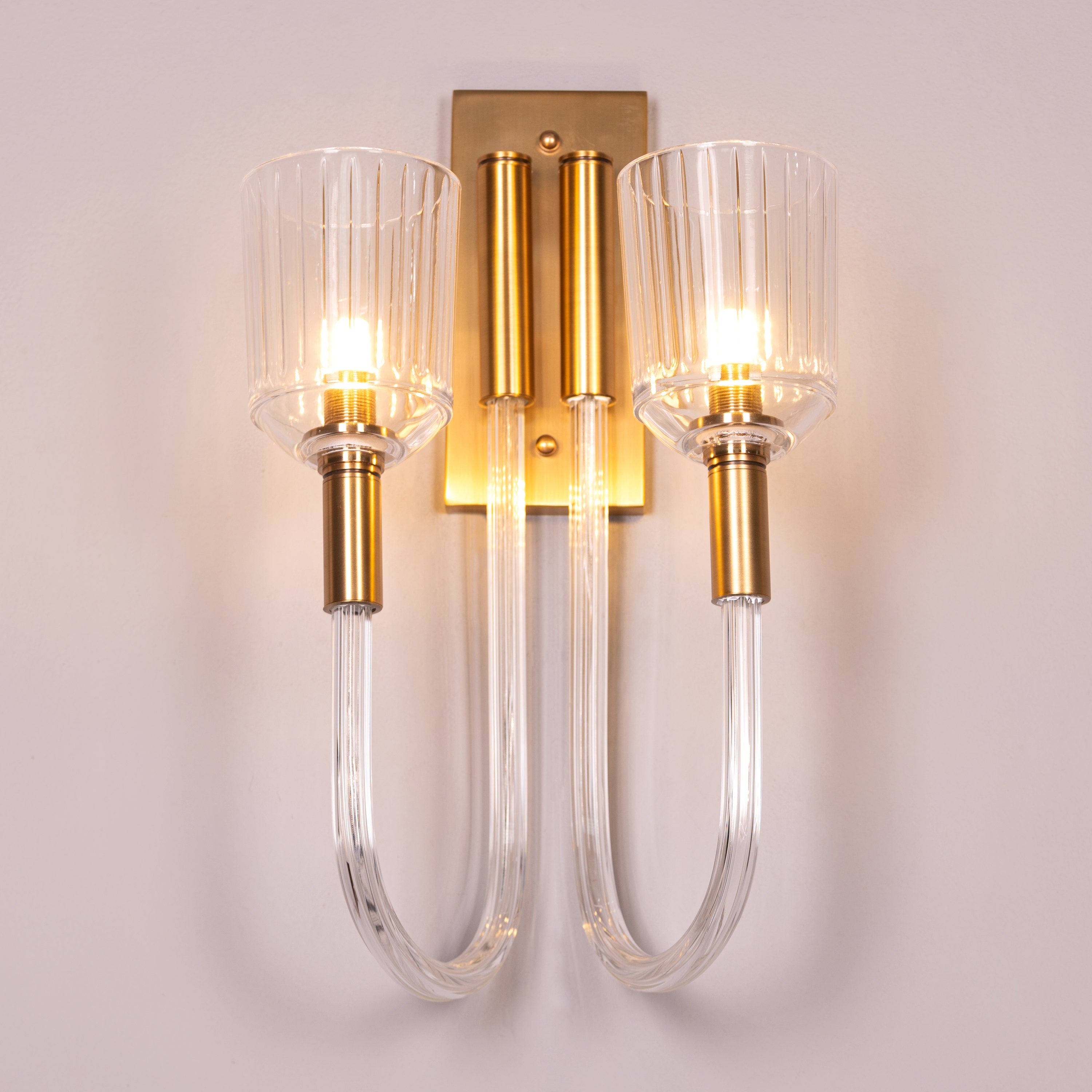 Away That Day (Gold) Clear Glass Wall Light