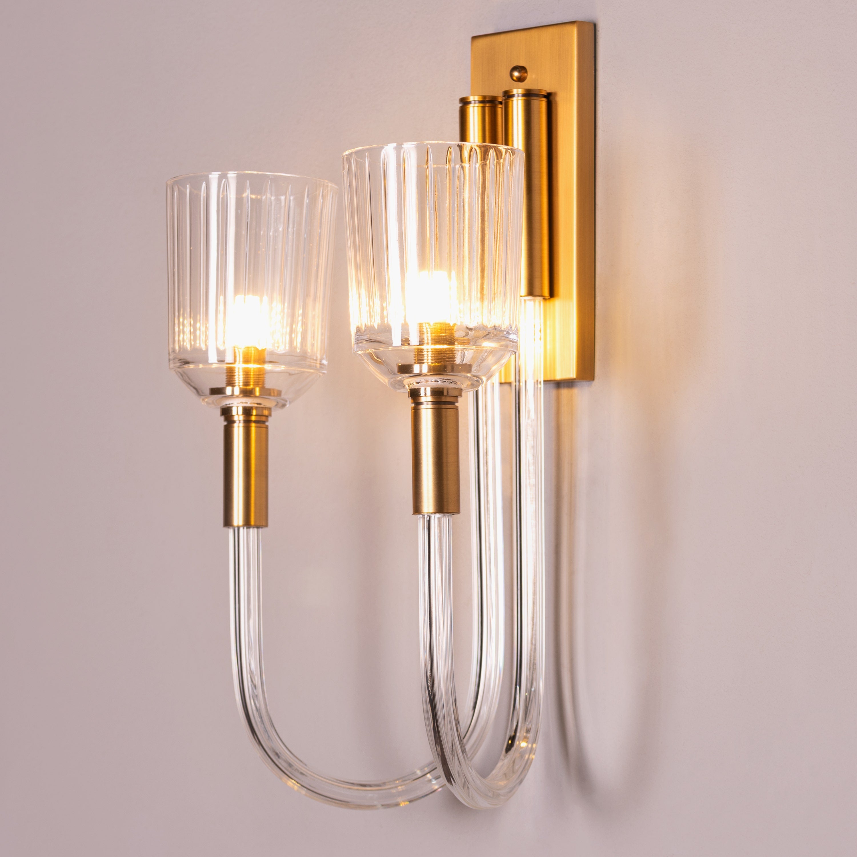 Away That Day (Gold) Clear Glass Wall Light