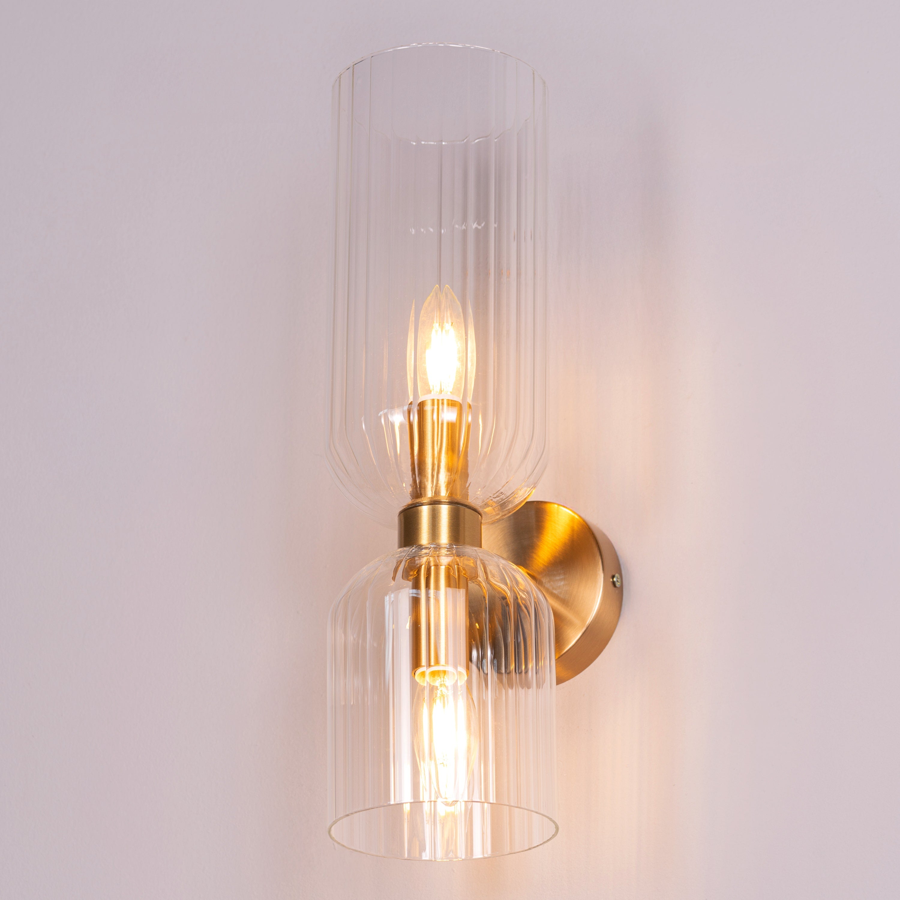 Smitten (Gold, Clear) Textured Glass Wall Light