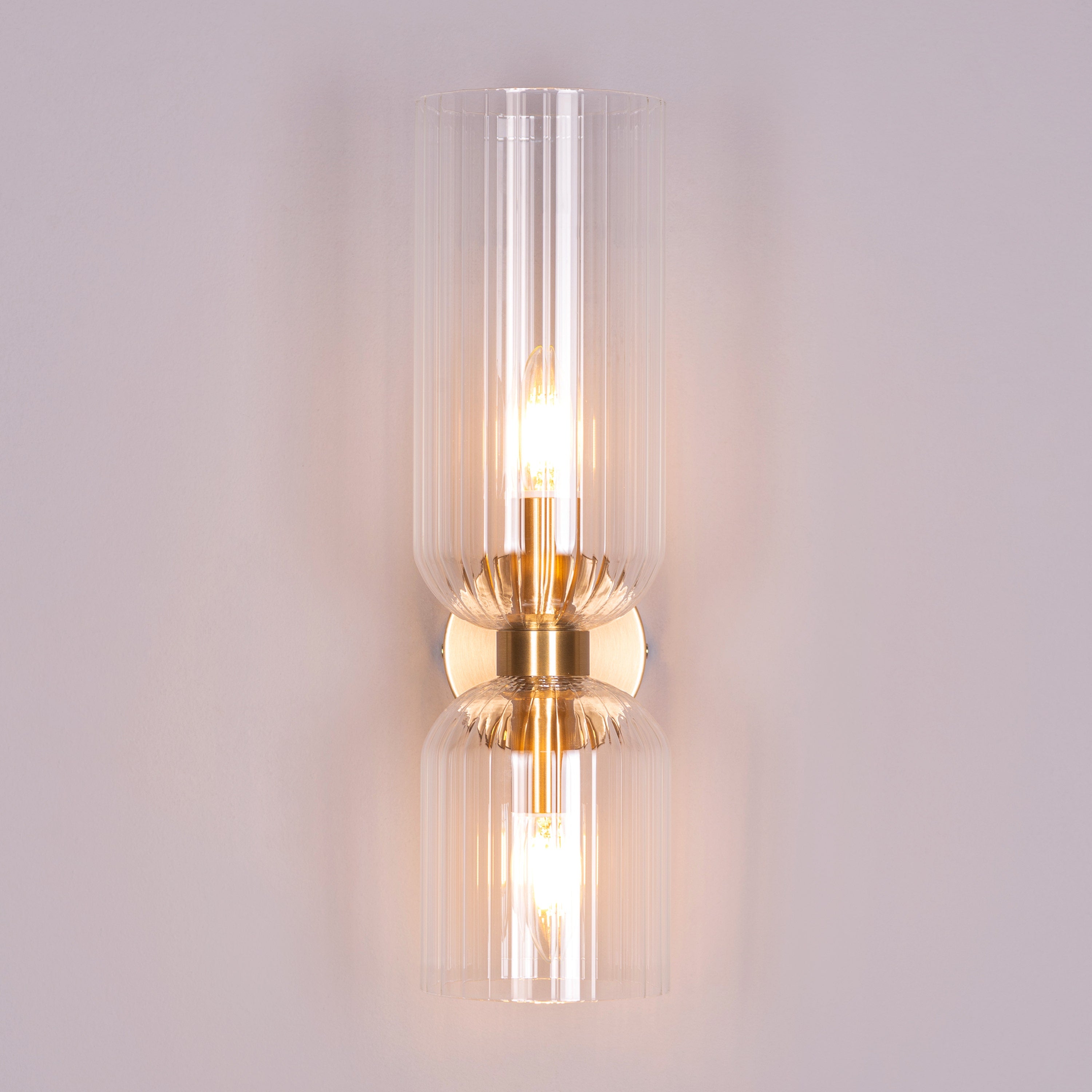 Smitten (Gold, Clear) Textured Glass Wall Light