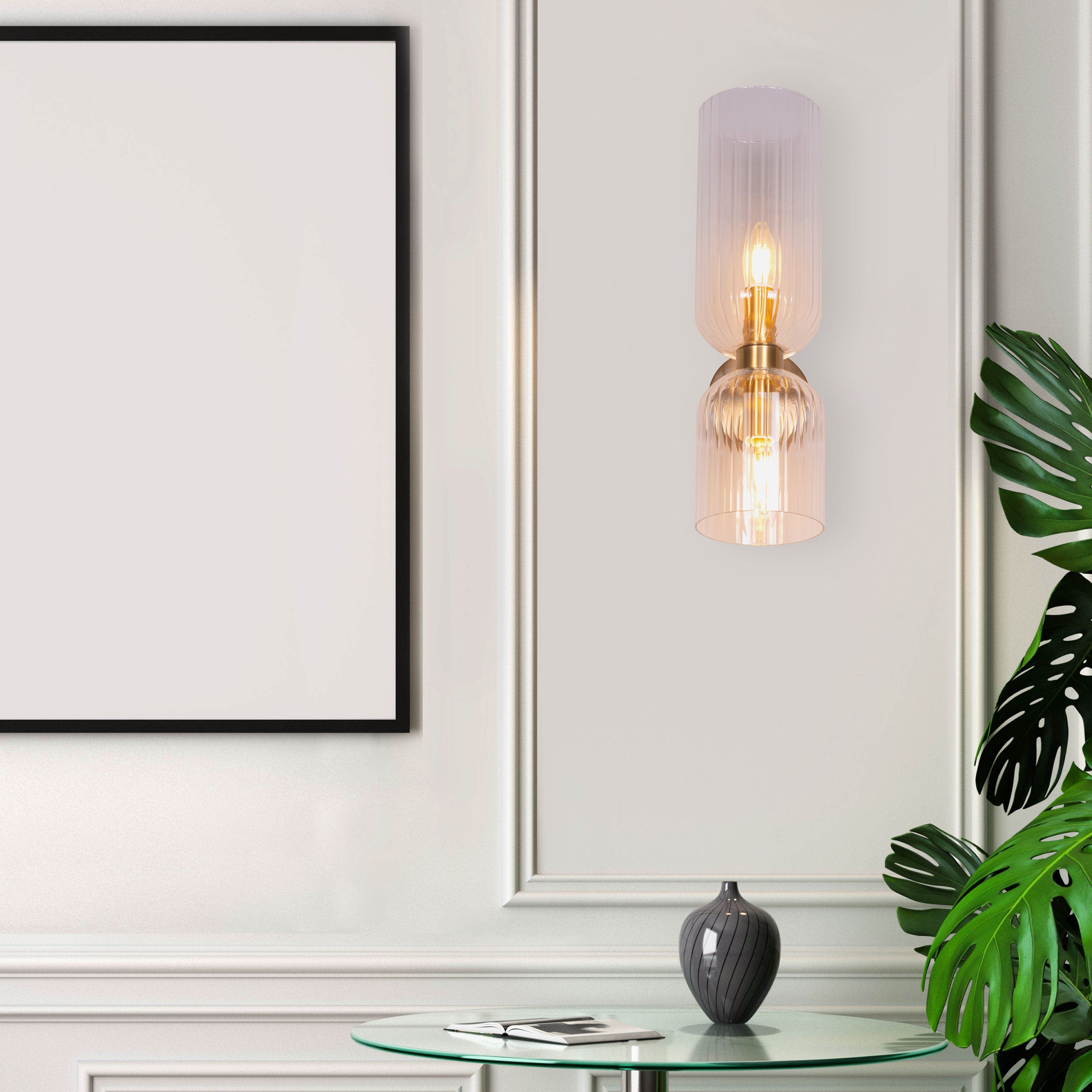 Smitten (Gold, Clear) Textured Glass Wall Light