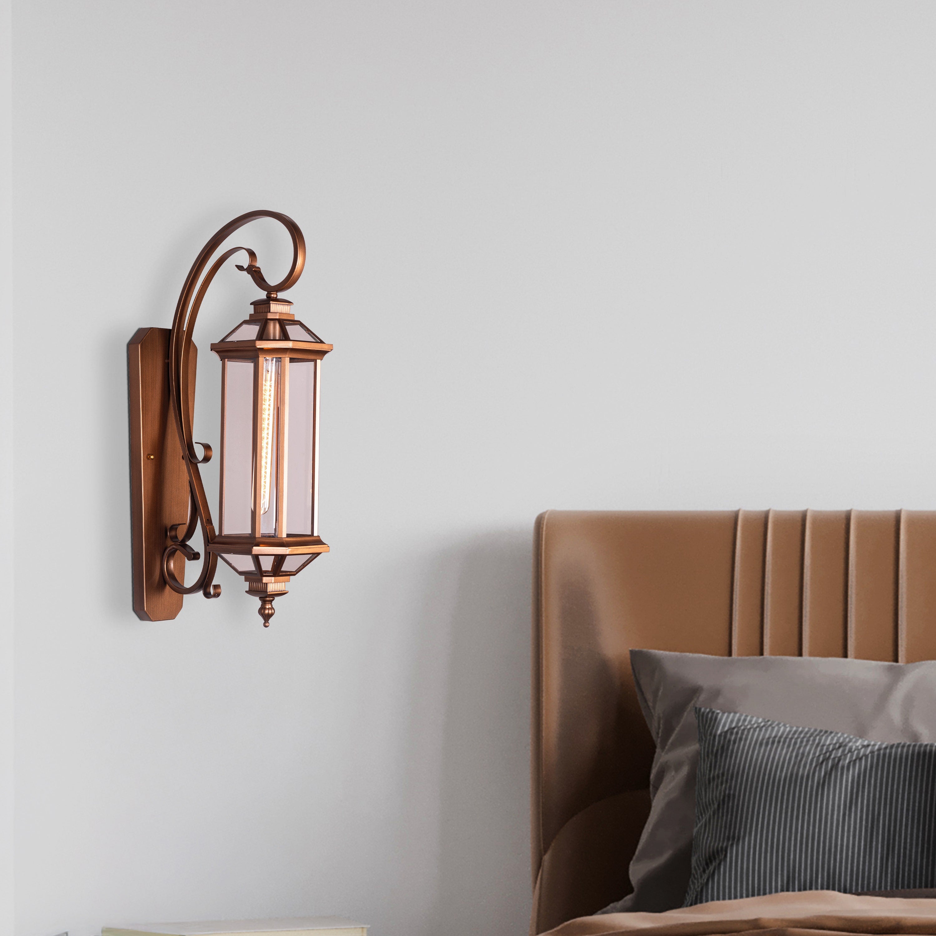 Townhouse (Antique Gold) Clear Glass Wall Light