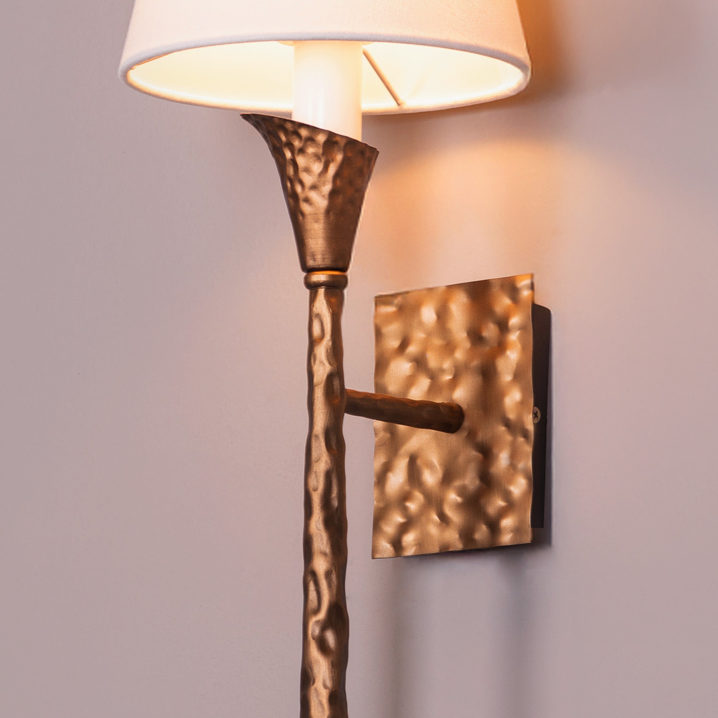 Lunelle (Gold, White) Fabric Wall Light
