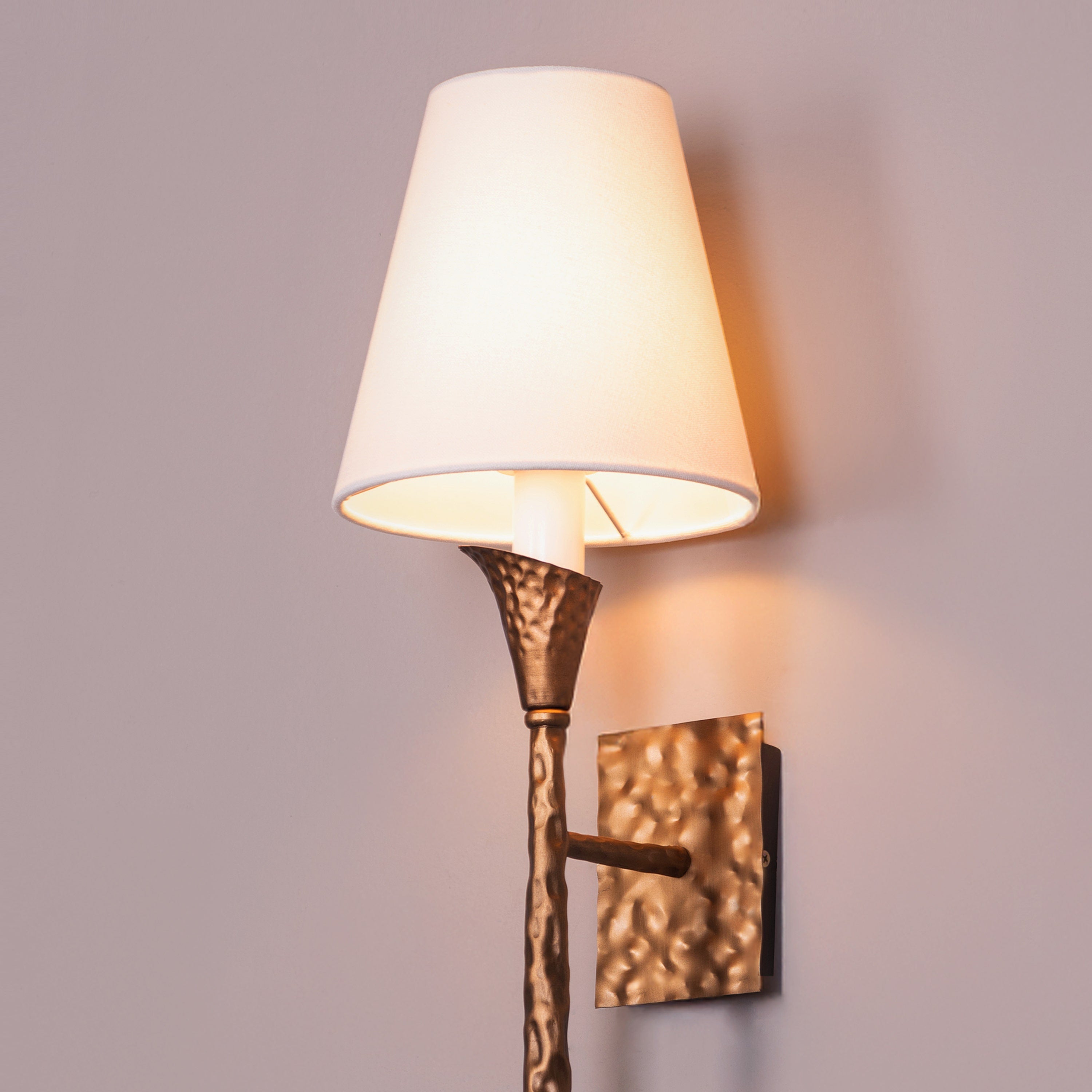 Lunelle (Gold, White) Fabric Wall Light
