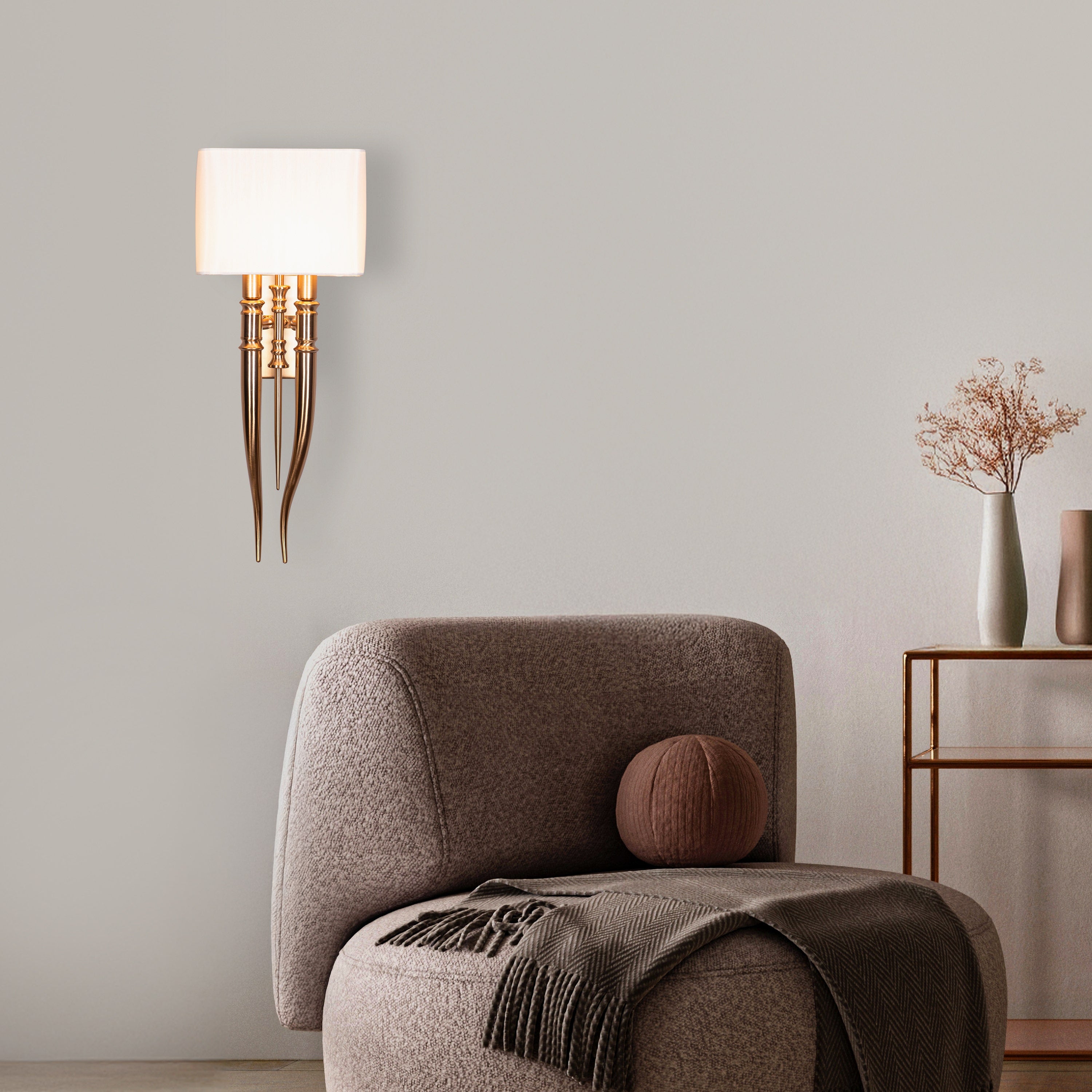 Sunpetal (Gold, White) Fabric Wall Light