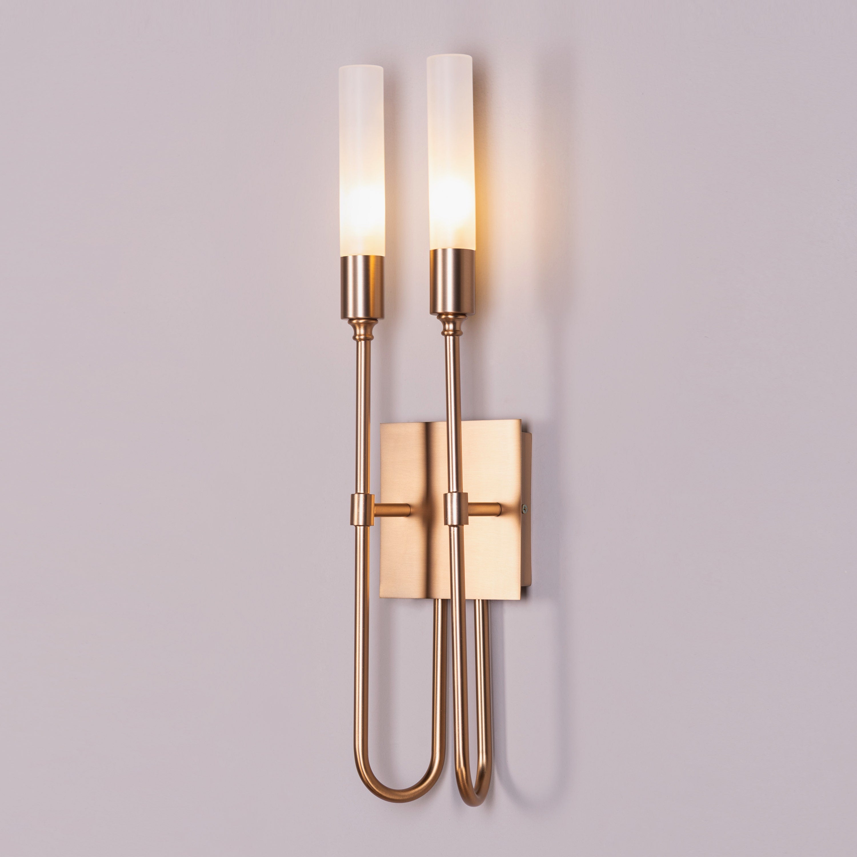 Opaline Crest (Gold, White) 2 Head Frosted Glass Wall Light