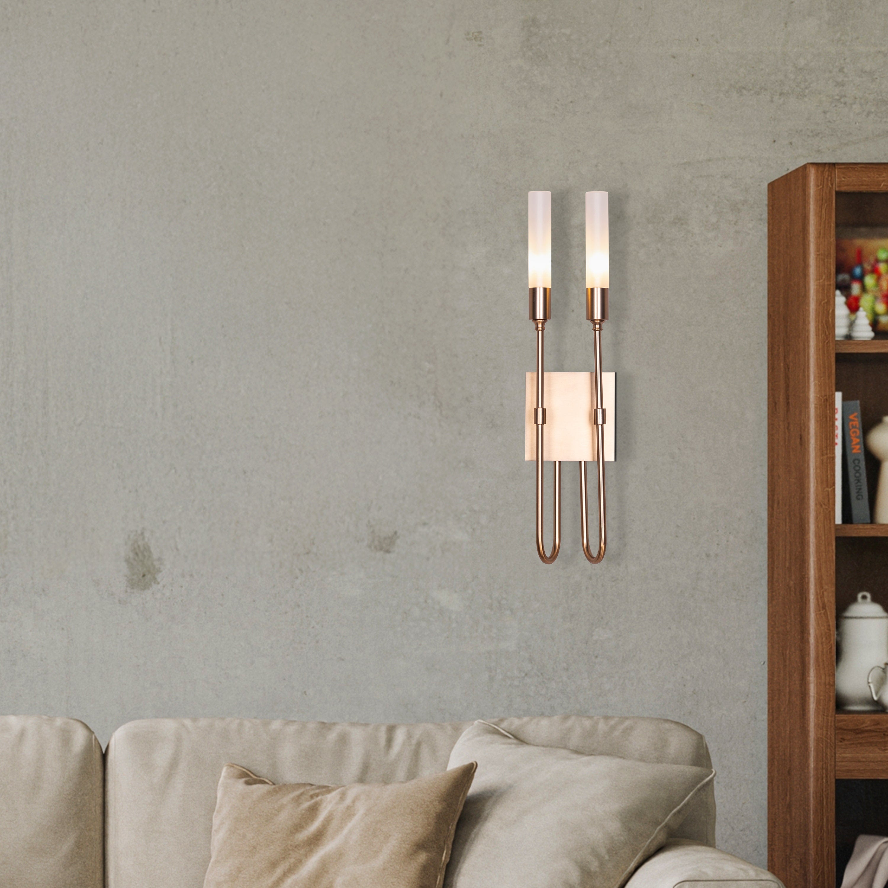 Opaline Crest (Gold, White) 2 Head Frosted Glass Wall Light