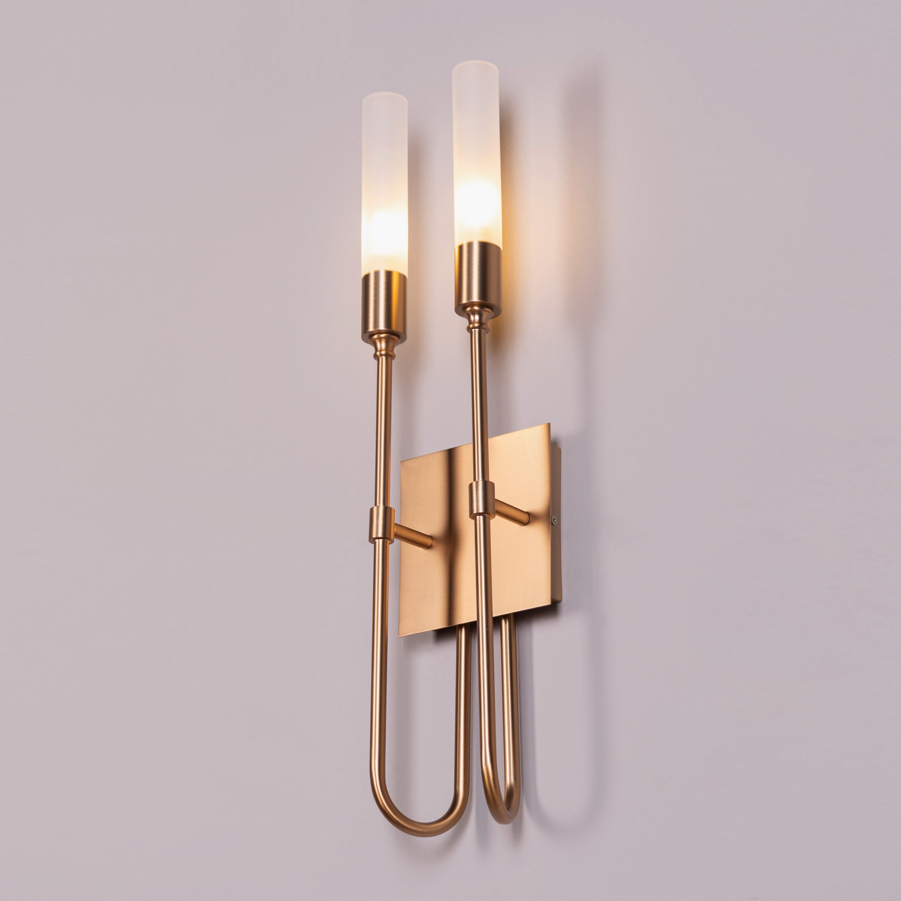 Opaline Crest (Gold, White) 2 Head Frosted Glass Wall Light