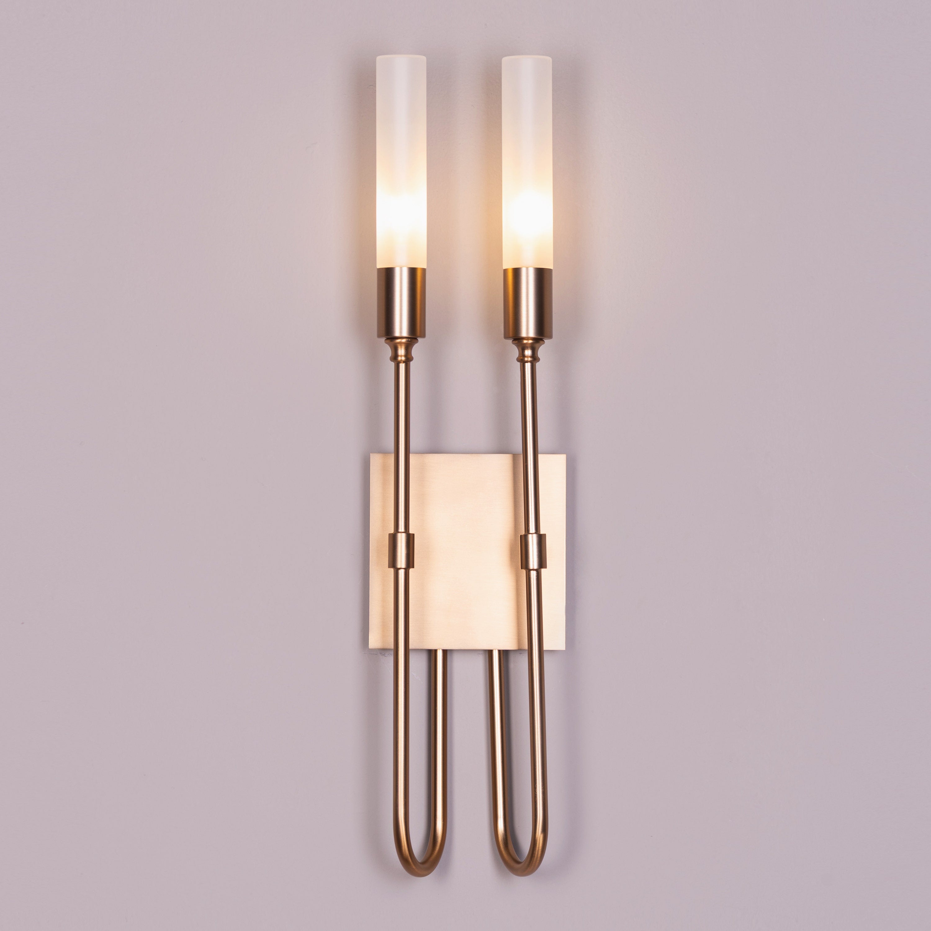 Opaline Crest (Gold, White) 2 Head Frosted Glass Wall Light