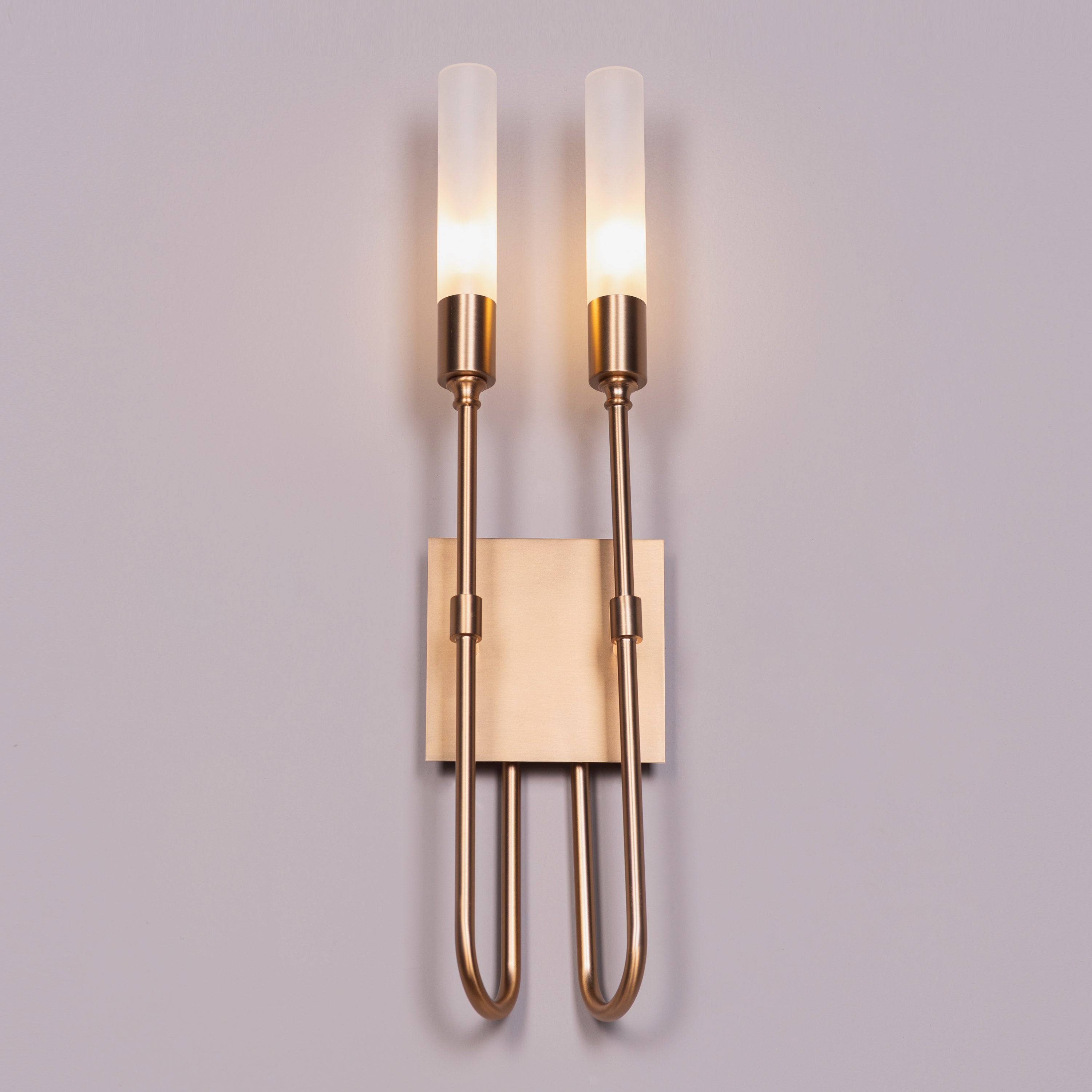 Opaline Crest (Gold, White) 2 Head Frosted Glass Wall Light