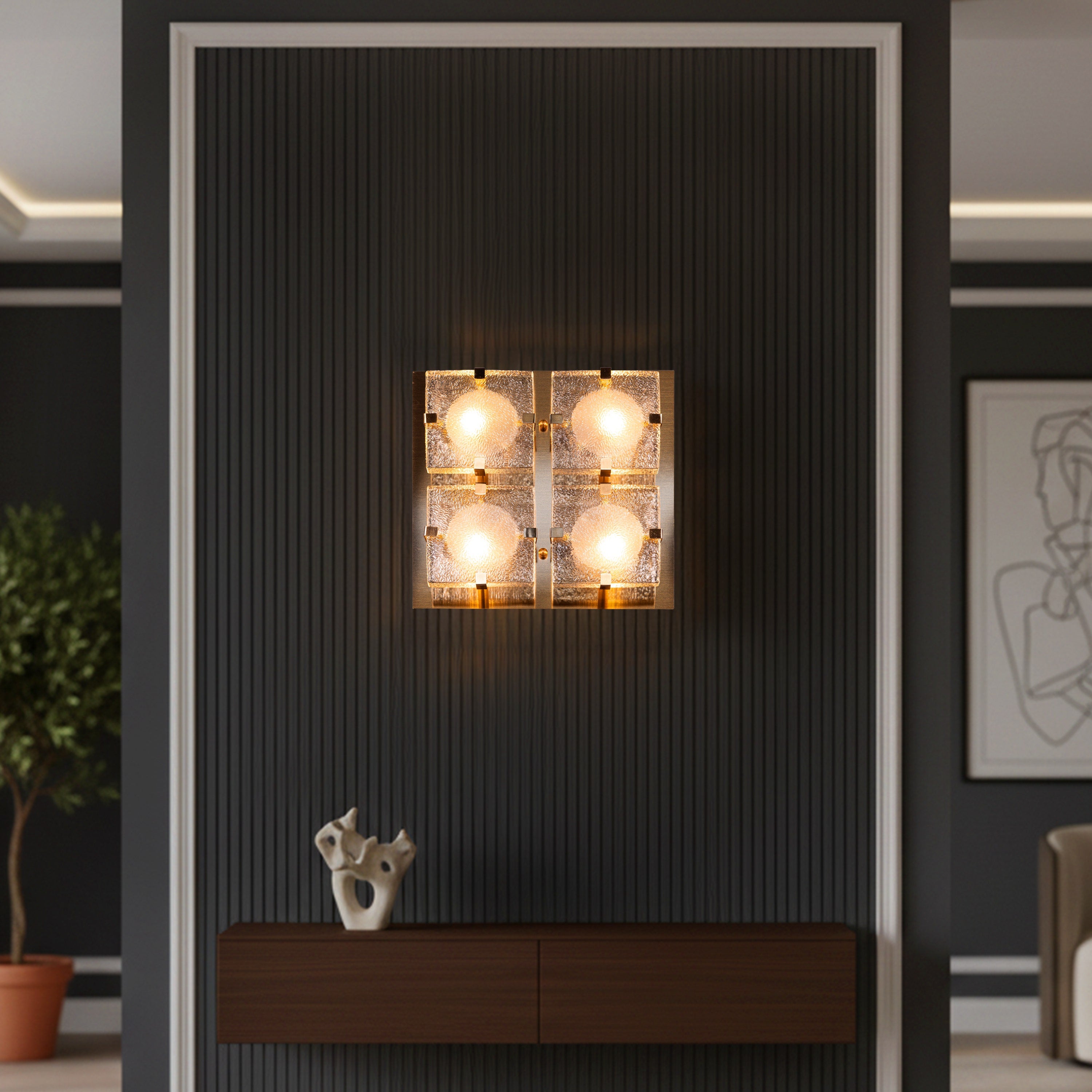 Golden Meridian (Gold) Textured Glass Wall Light