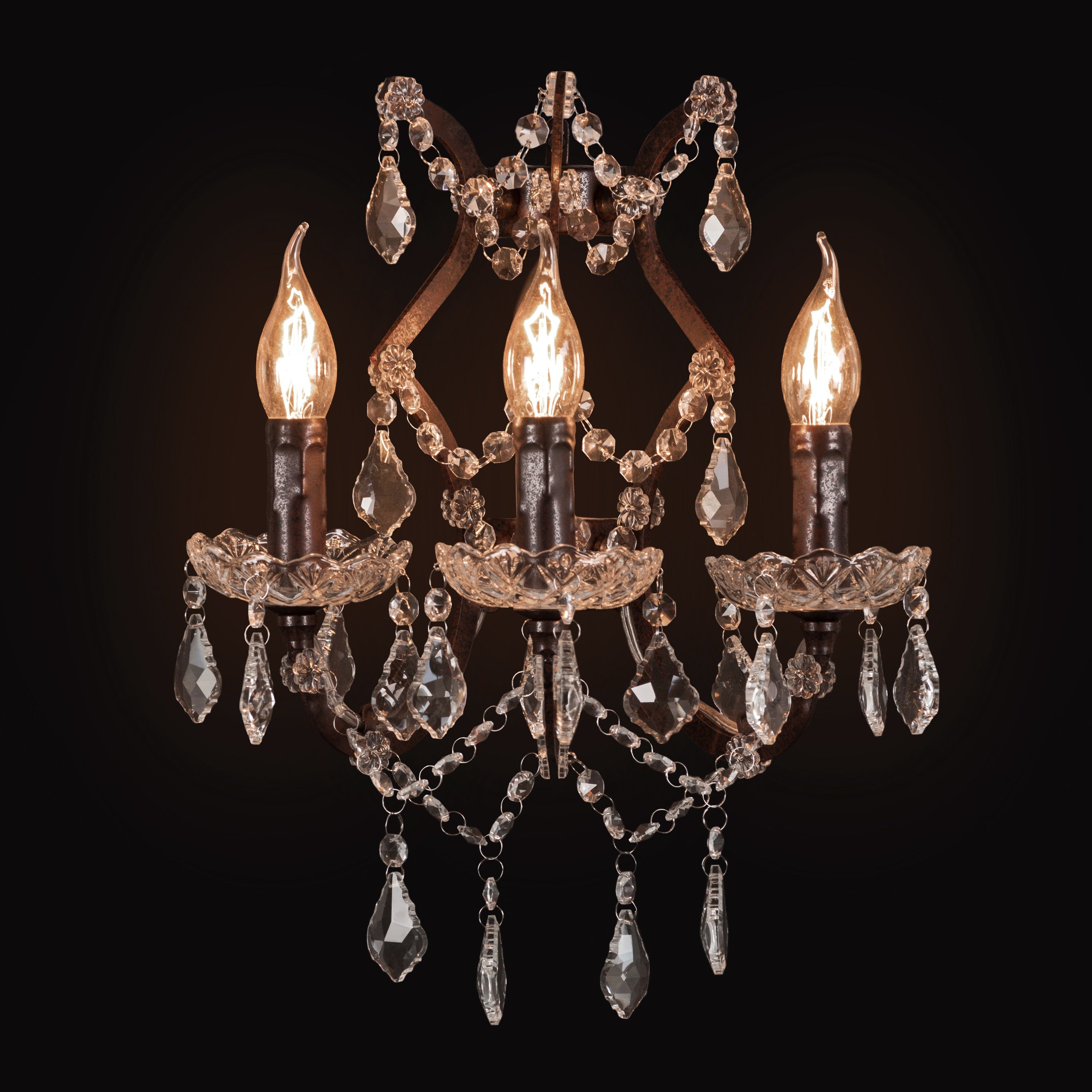 French Restoration (Coffee, Antique Rust) Crystal Wall Light