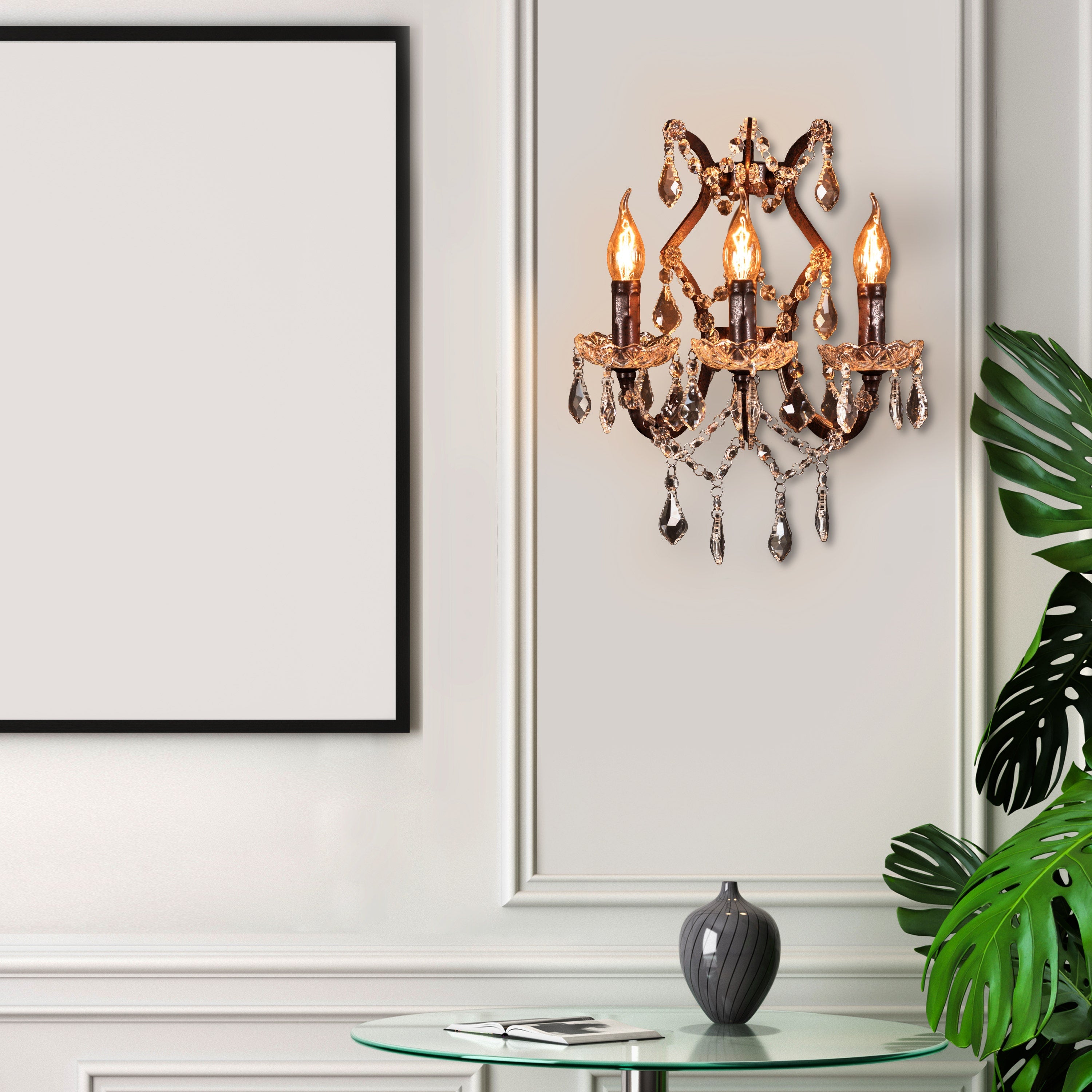 French Restoration (Coffee, Antique Rust) Crystal Wall Light