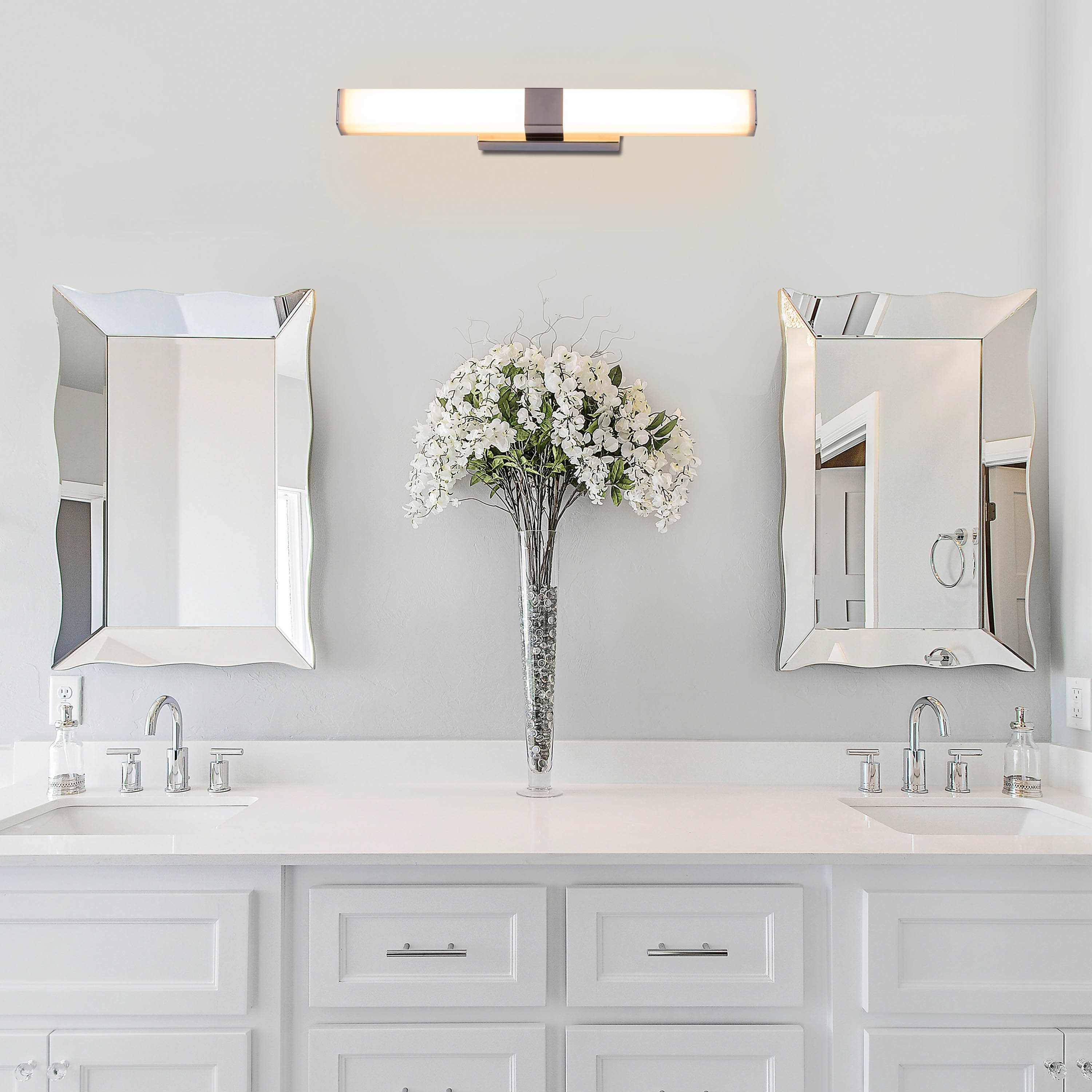 Vanity Reality (Large, Chrome, Built-In LED) Stainless Steel Vanity Light