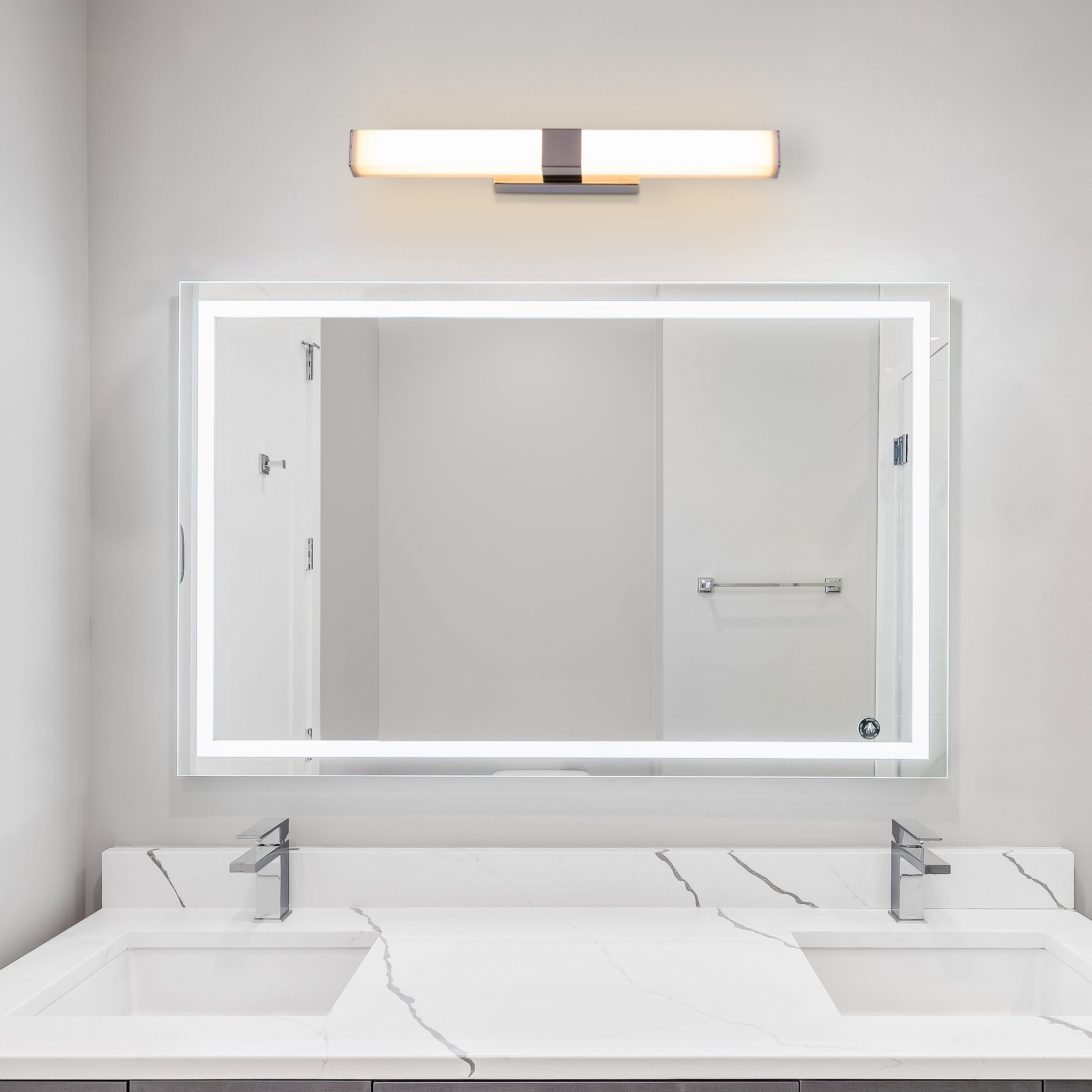 Vanity Reality (Large, Chrome, Built-In LED) Stainless Steel Vanity Light