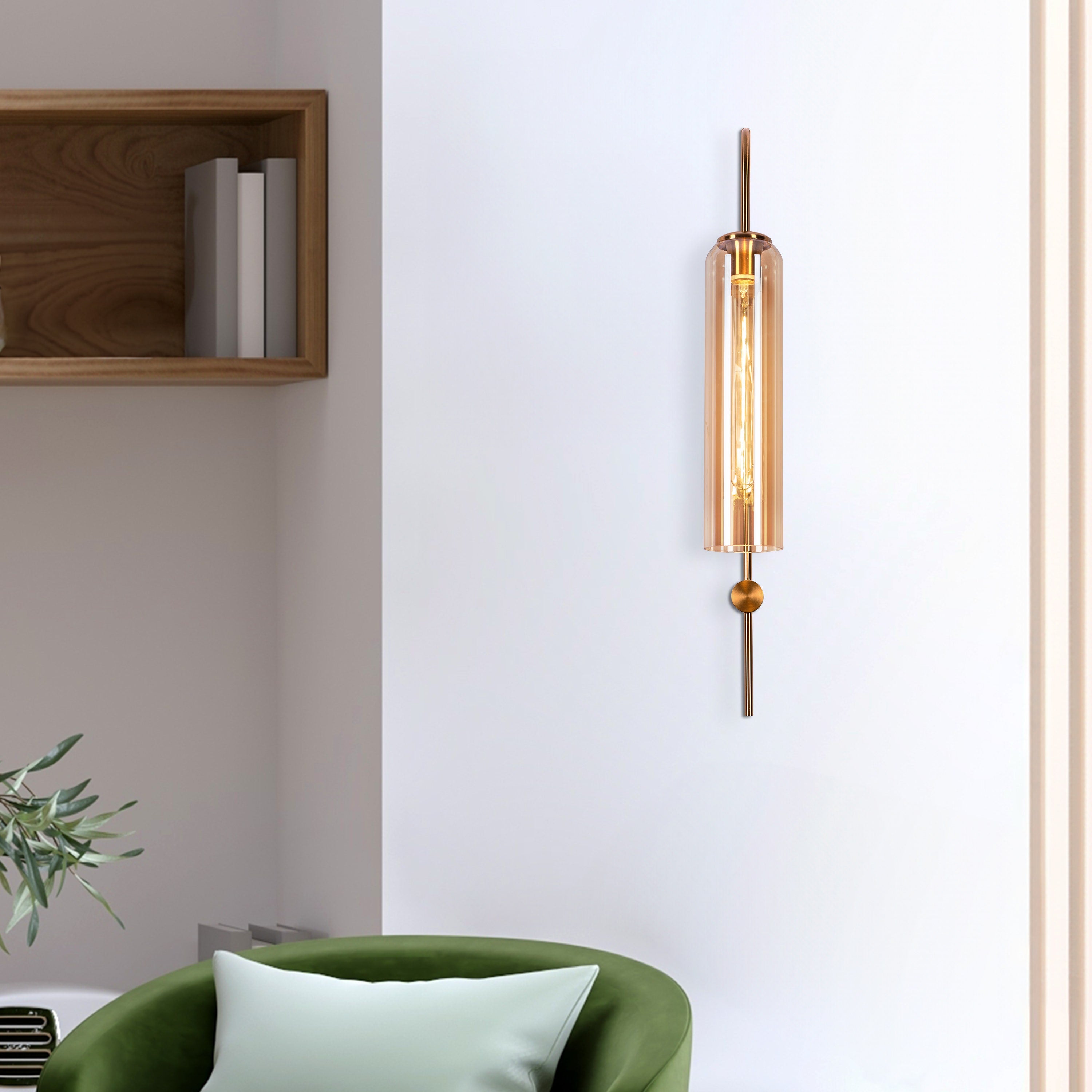 Wait For Me (Cognac) Glass Wall Light