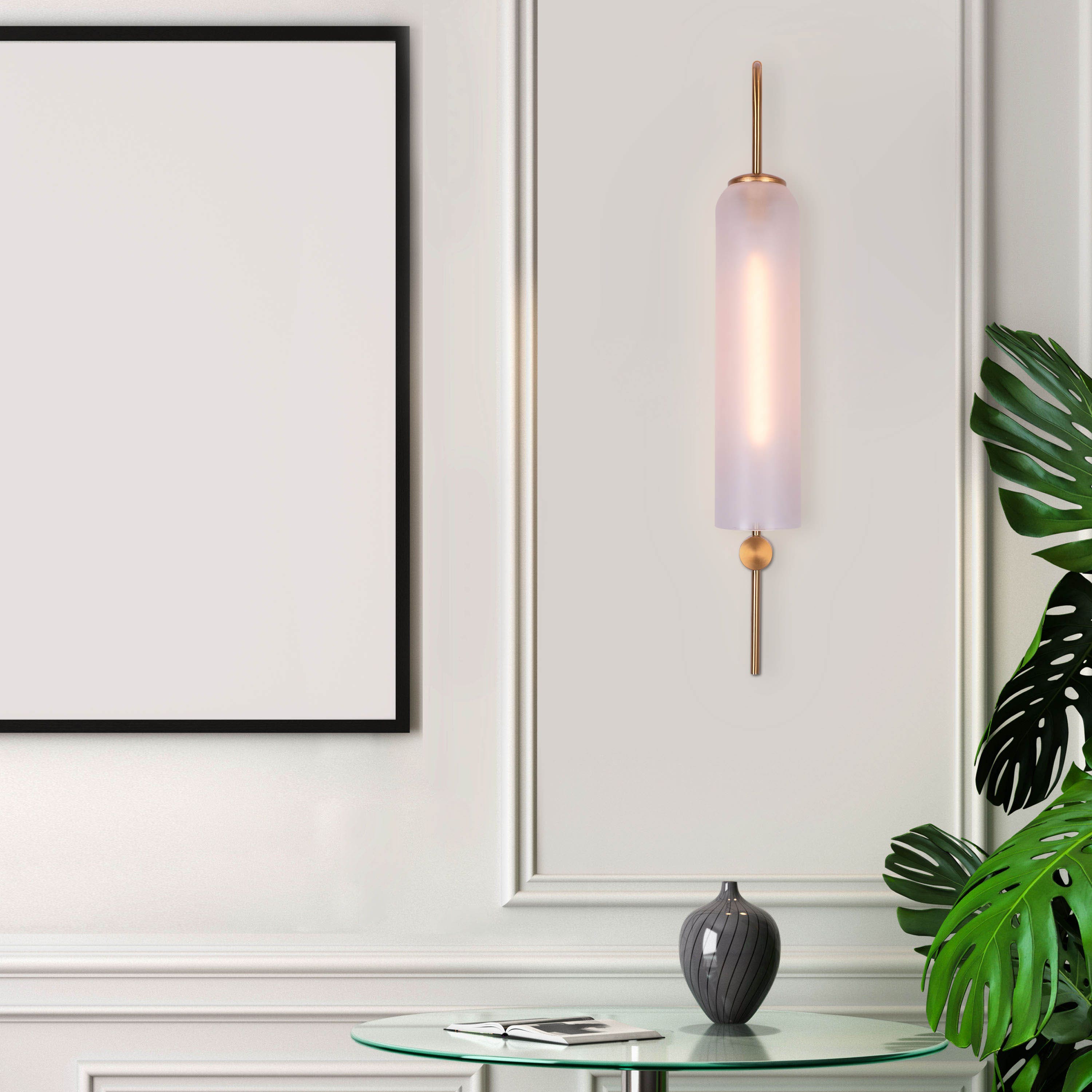 Wait For Me (Gold, Frosted) Glass Wall Light