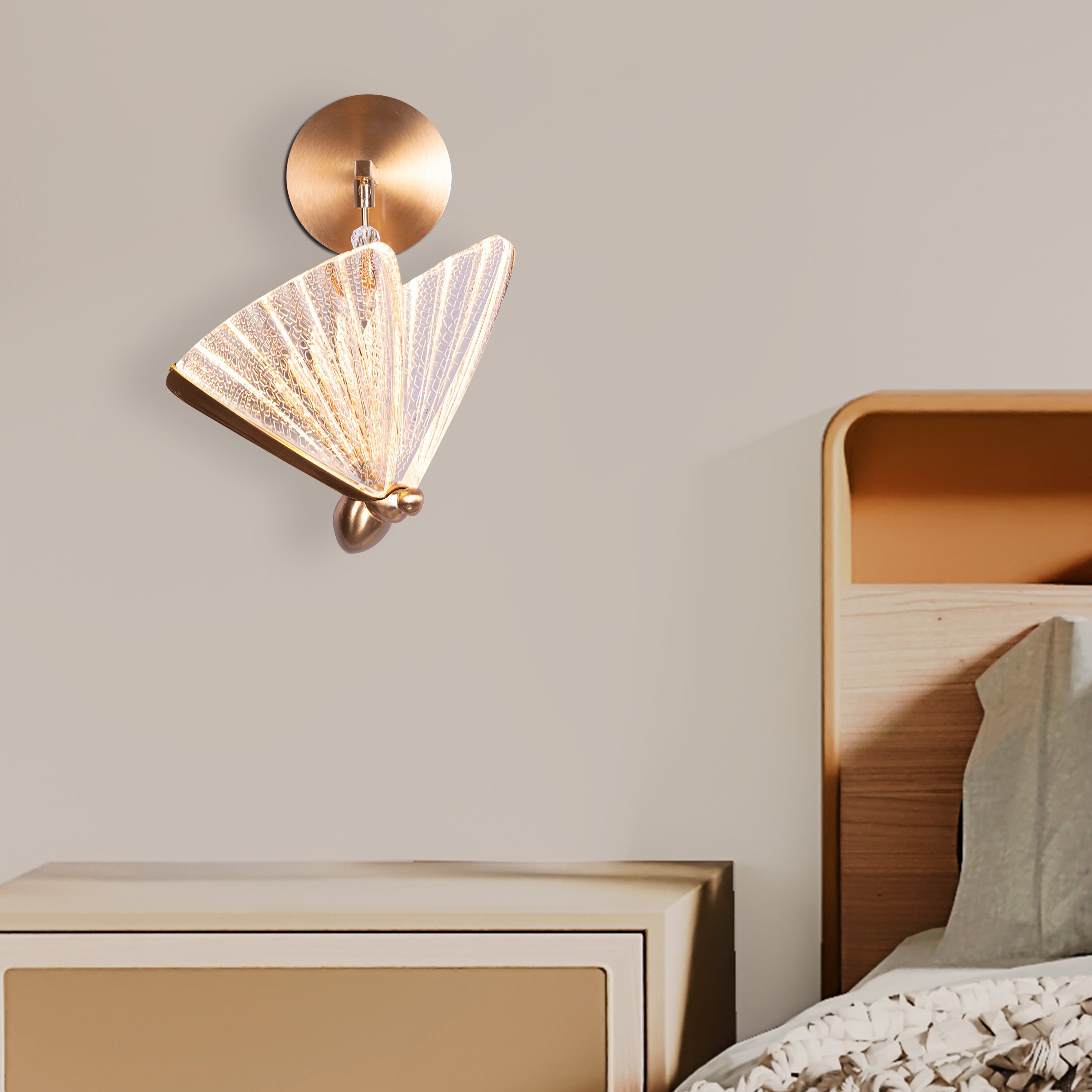 Butterfly Wishes (Gold, Dimmable LED with Remote Control) Wall Light